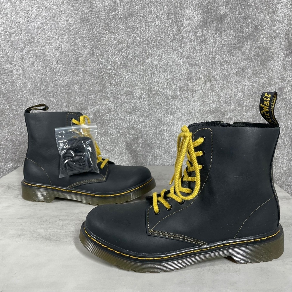 Dr Martens Boots Womens 5 Mens 4 1460 Pascal J Combat Leather Yellow Stitching - Picture 1 of 10